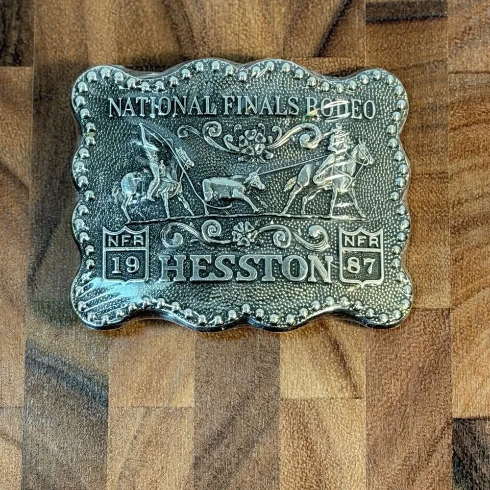 Vtg 1987 National Finals Rodeo Hesston NFR Cowboy Belt Buckle Sealed